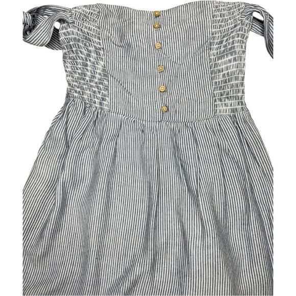 American Eagle Off Shoulder Pinstripe Mini Dress Small - Picture 2 of 6